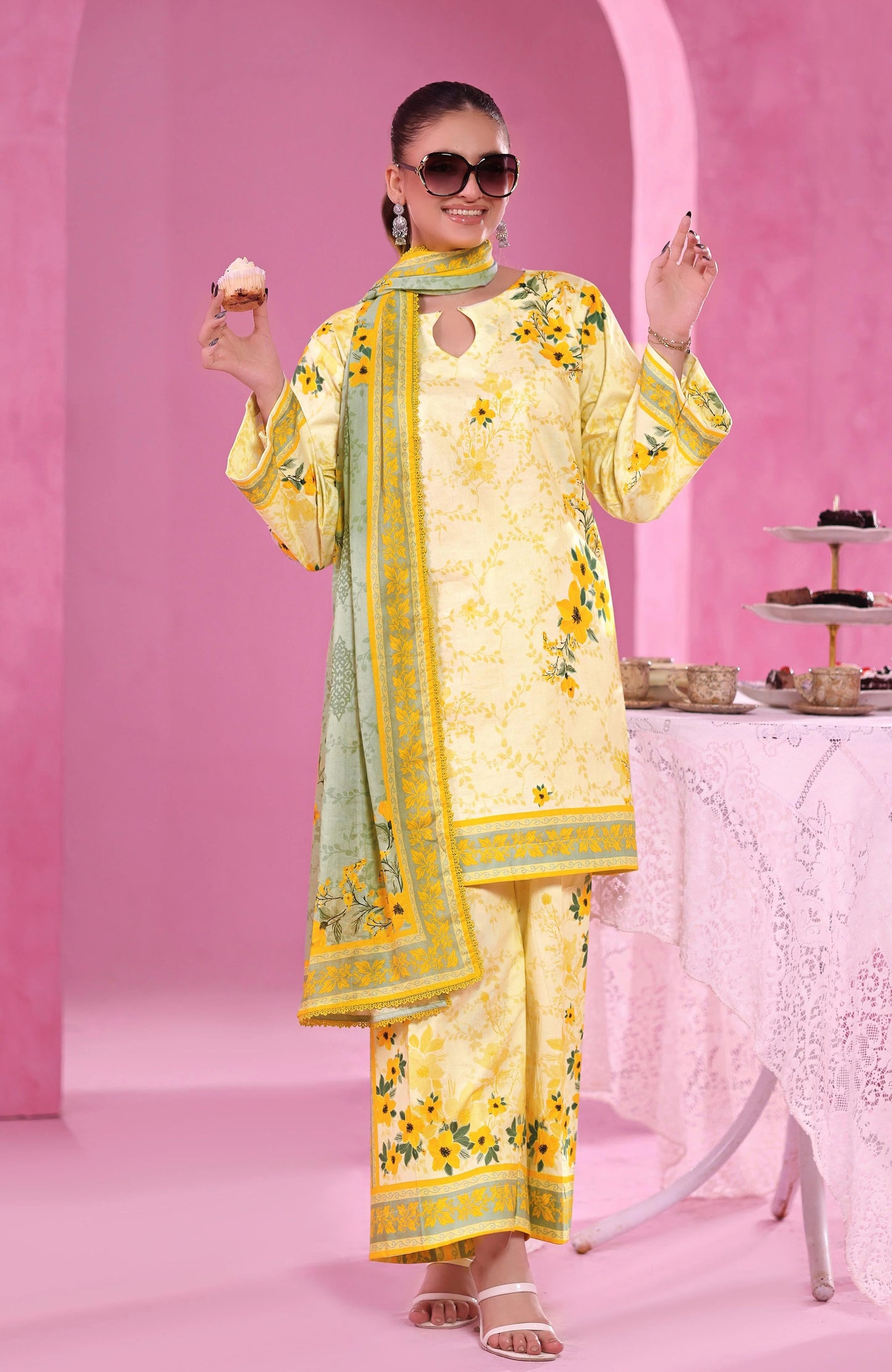 Coco Cords by Alzohaib Printed Cambric 3pc Dress Unstitched - CCC2-2508