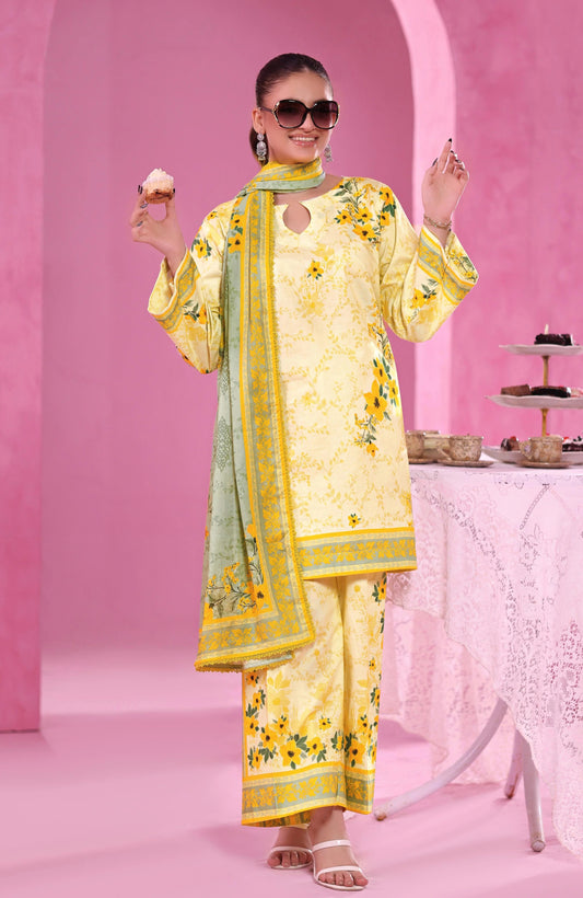 Coco Cords by Alzohaib Printed Cambric 3pc Dress Unstitched - CCC2-2508