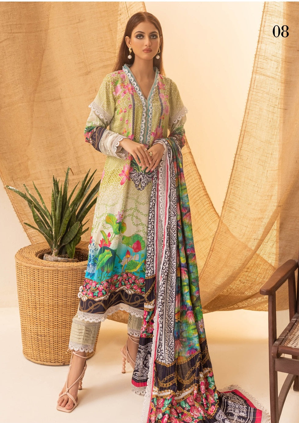 Colors by Al Zohaib Printed Lawn Suits Unstitched 3 Piece CSD-23-08 - Summer Collection