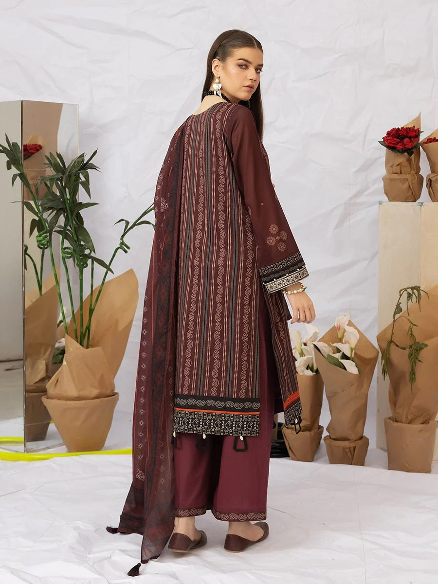 Aghaaz by Salitex Printed Lawn Dress 3 Piece Unstitched - UNS23AC008UT
