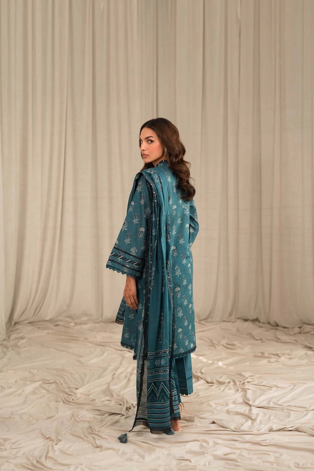 Sahar Printed Lawn Suits Unstitched 3 Piece SHR-S24-PL-V1-08 - Summer Collection