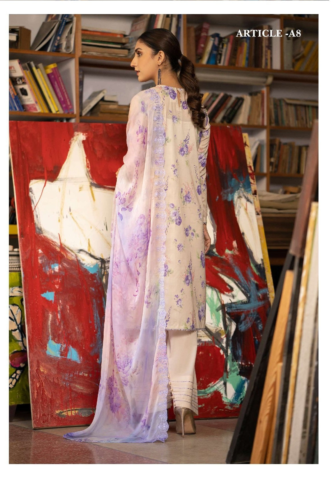 Mishaal by Gulljee Embroidered Lawn 3 piece Unstitched Dress - GJM11 - A08 - Summer Collection