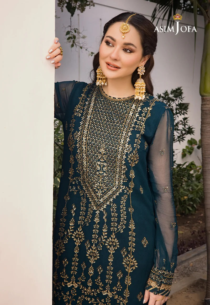 Asim Jofa Zari Sitara Embroidered Chiffon Unstitched 1 Piece Shirt - AJZS 08