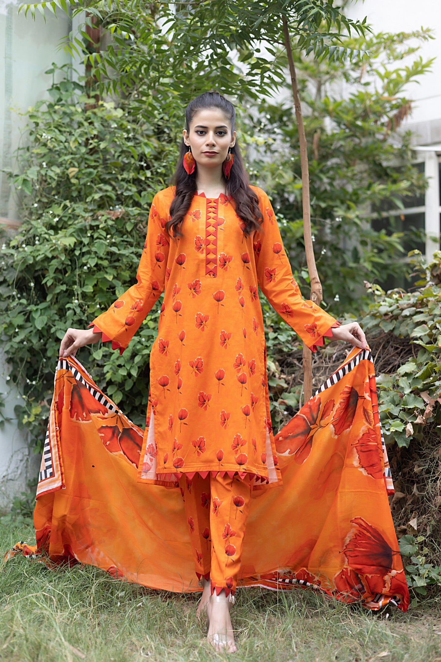 Identic Separate Mid Summer Printed Cotton 3 Piece Unstitched - ISMSC3 - 08