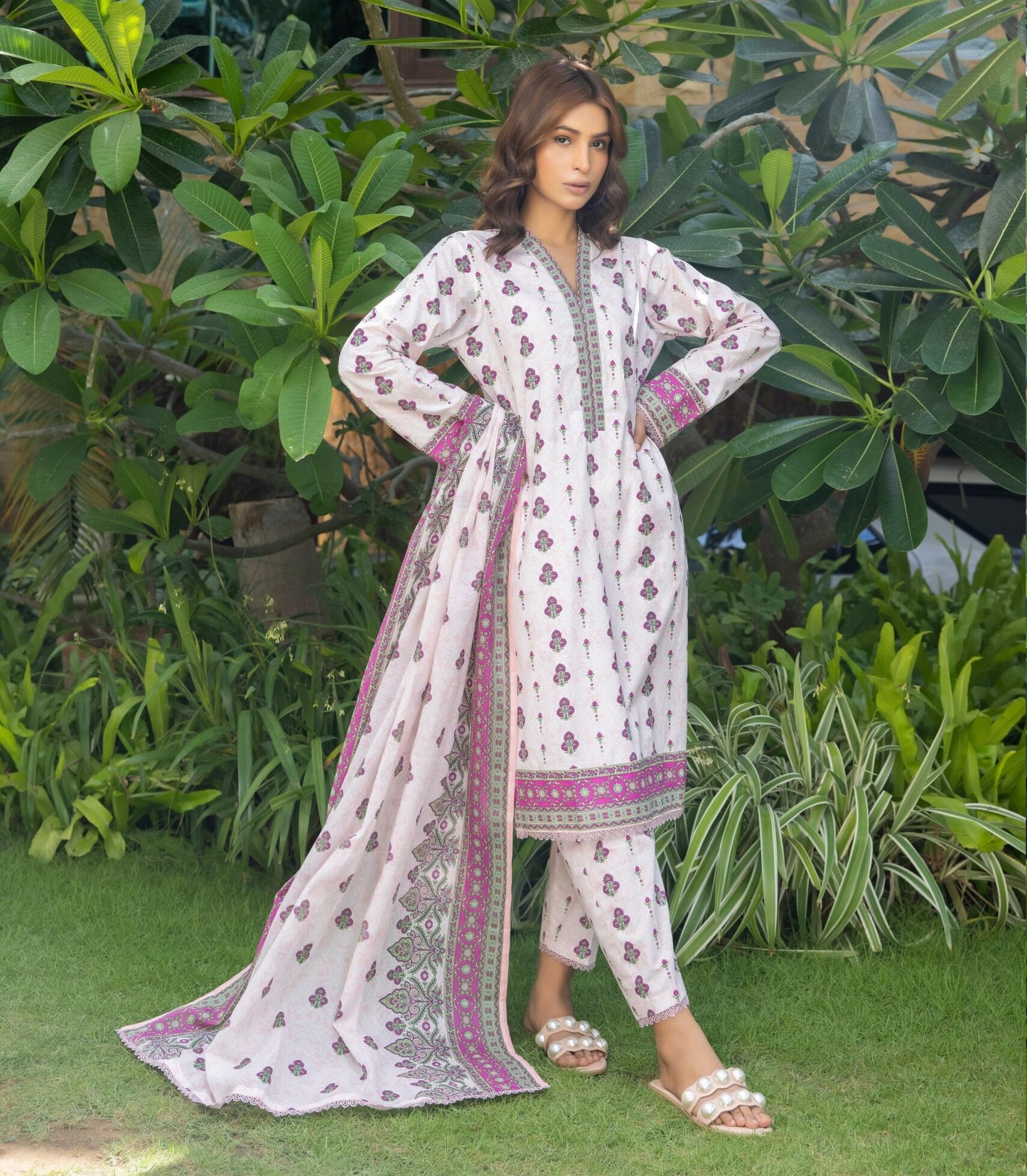 Identic Separates Printed Lawn 3 piece Unstitched dress - IDS-10-08 - Summer Collection