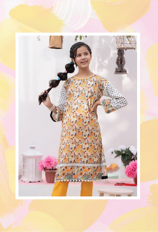 Regalia Textiles Printed Girls Lawn Suits Unstitched 2 Piece RGK-08 - Summer Collection