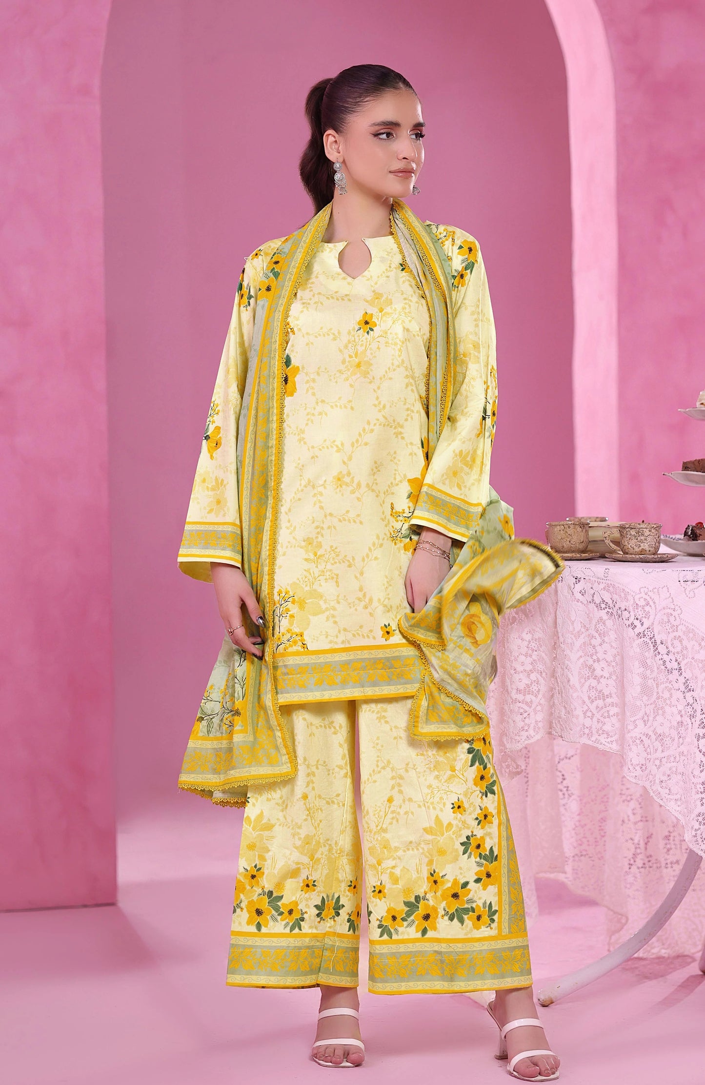 Coco Cords by Alzohaib Printed Cambric 3pc Dress Unstitched - CCC2-2508