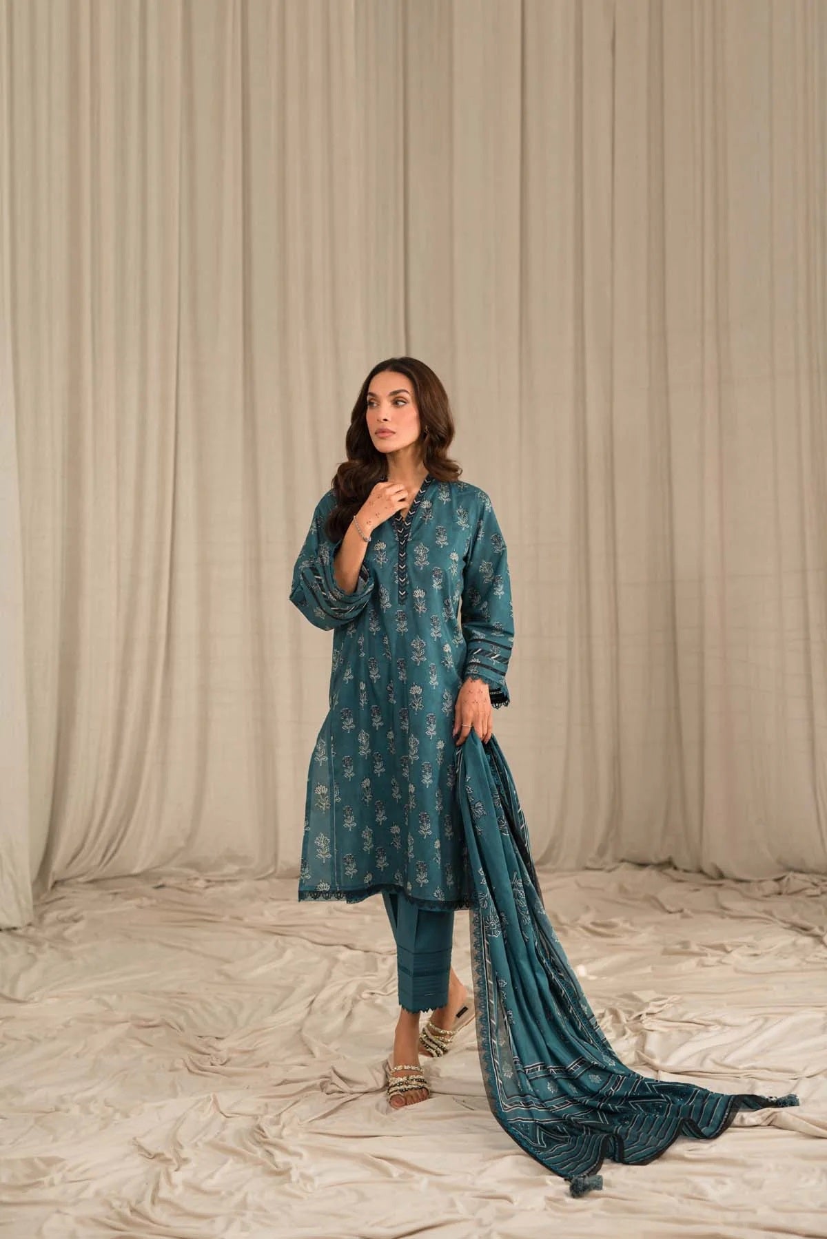 Sahar Printed Lawn Suits Unstitched 3 Piece SHR-S24-PL-V1-08 - Summer Collection