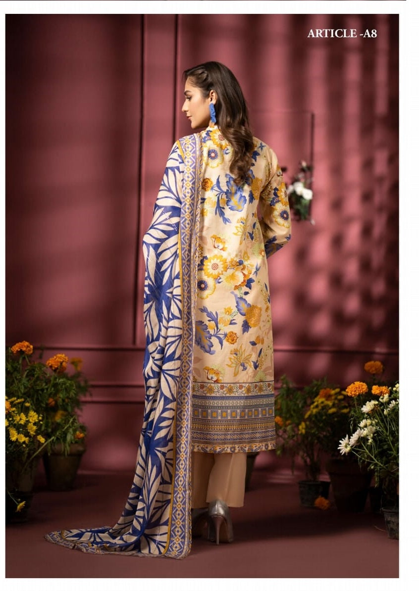 Pairoz by GJC Printed Lawn 3 piece Unstitched dress - PGJ-A08