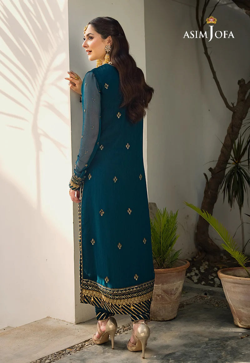Asim Jofa Zari Sitara Embroidered Chiffon Unstitched 1 Piece Shirt - AJZS 08