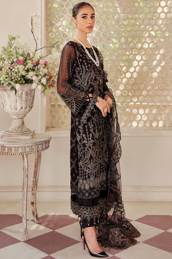 Emaan Adeel Embroidered Chiffon 3 piece Unstitched Dress - LX 08