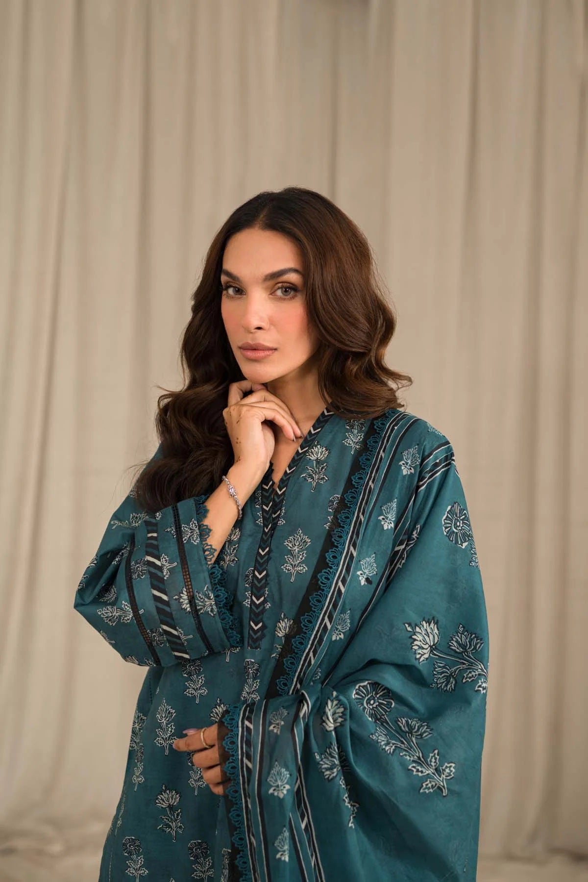 Sahar Printed Lawn Suits Unstitched 3 Piece SHR-S24-PL-V1-08 - Summer Collection