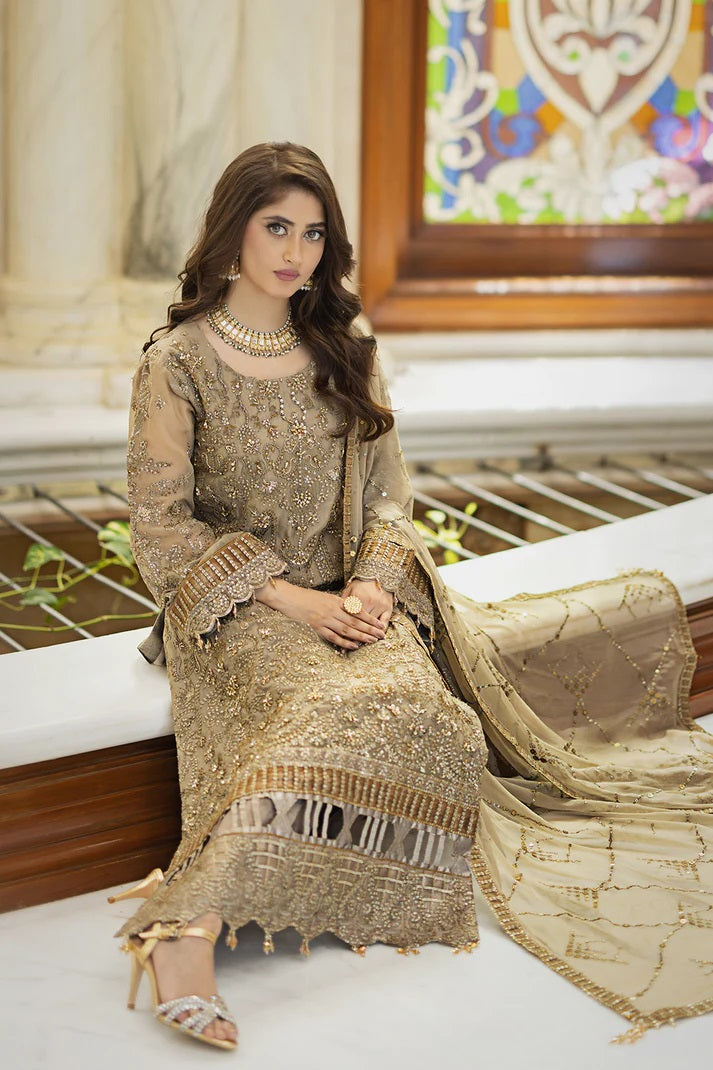 Ishq Aatish by Emaan Adeel Embroidered Chiffon Suits Unstitched 3 Piece EA23IA-08 Zora - Luxury Collection