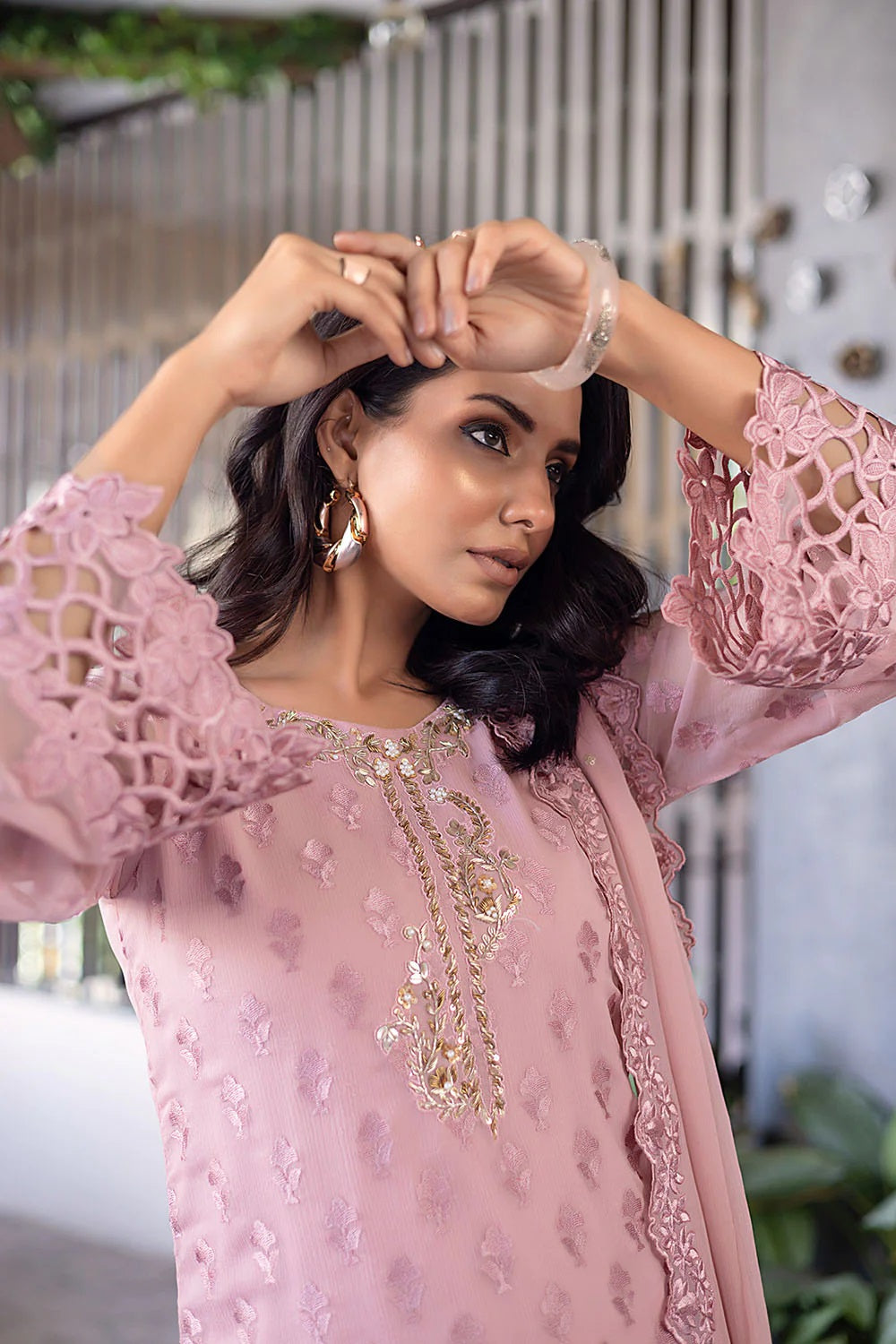 Ensembles By Azure Embroidered Chiffon Suits Unstitched 4 Piece AZES - 96 Florid Charm