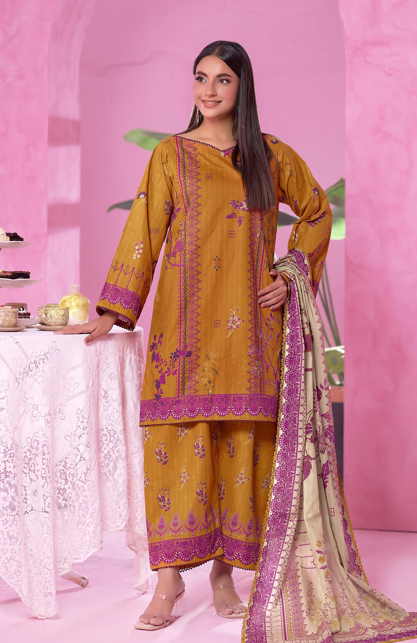 Coco Cords by Alzohaib Printed Cambric 3pc Dress Unstitched - CCC2-2509