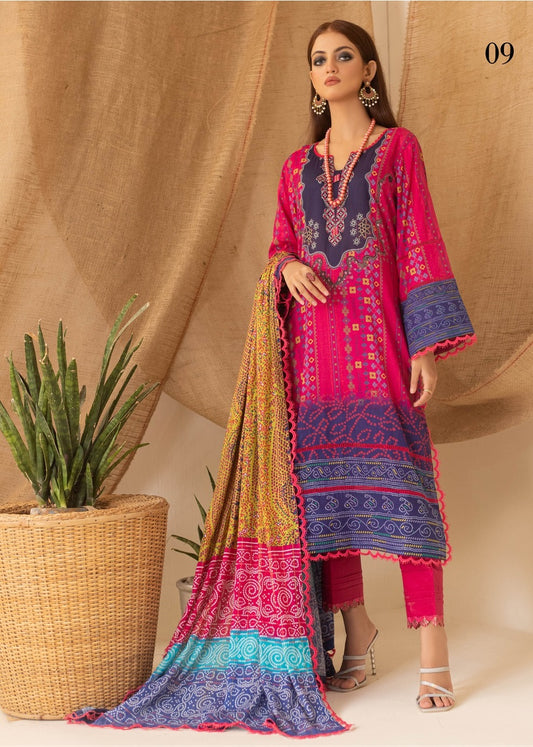 Colors by Al Zohaib Printed Lawn Suits Unstitched 3 Piece CSD-23-09 - Summer Collection