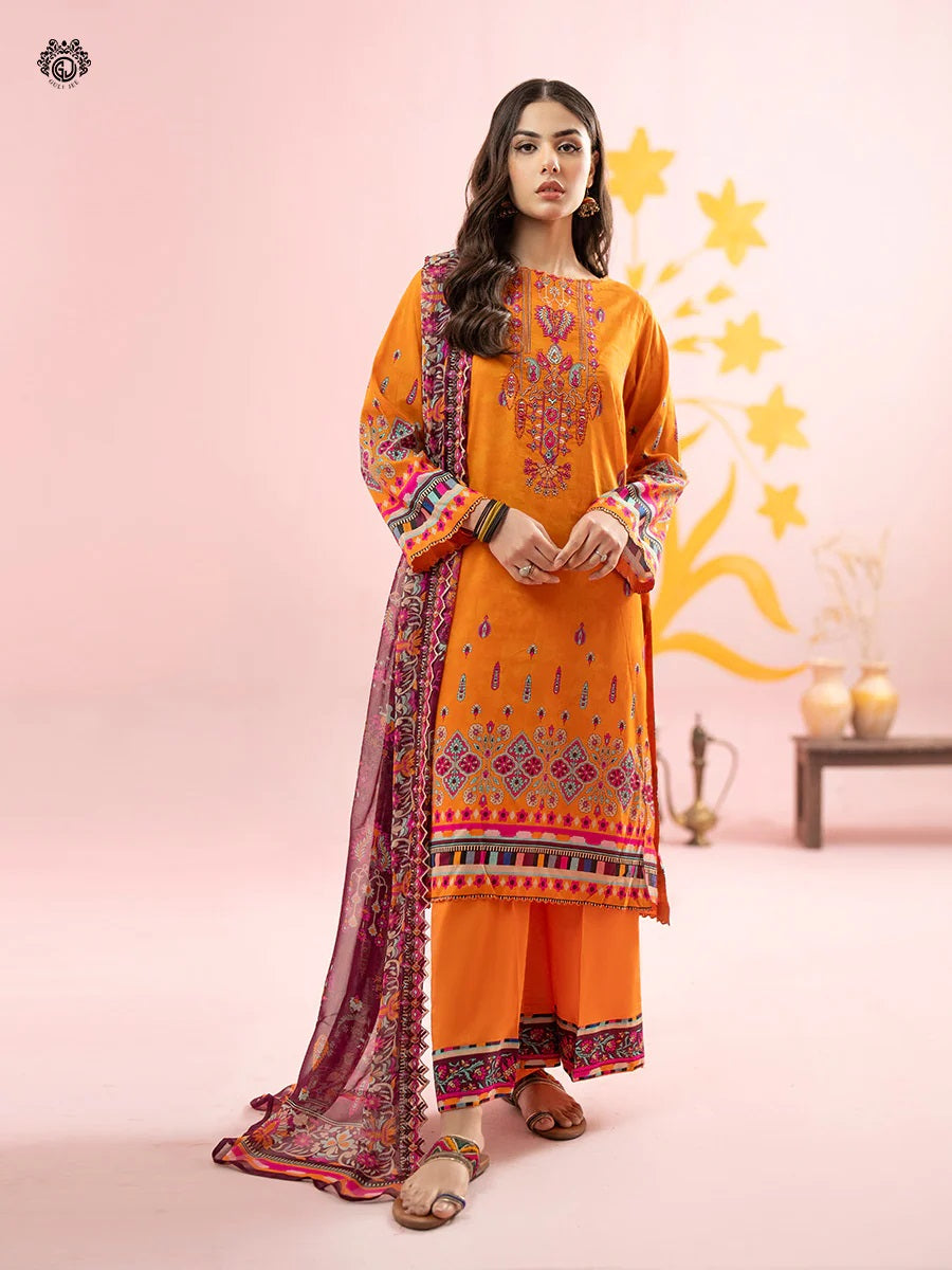Rang Pasand by Gulljee Embroidered Lawn Unstitched 3 Piece Dress - GRP2406A9