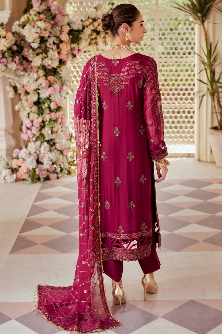 Emaan Adeel Embroidered Chiffon 3 piece Unstitched Dress - LX 09