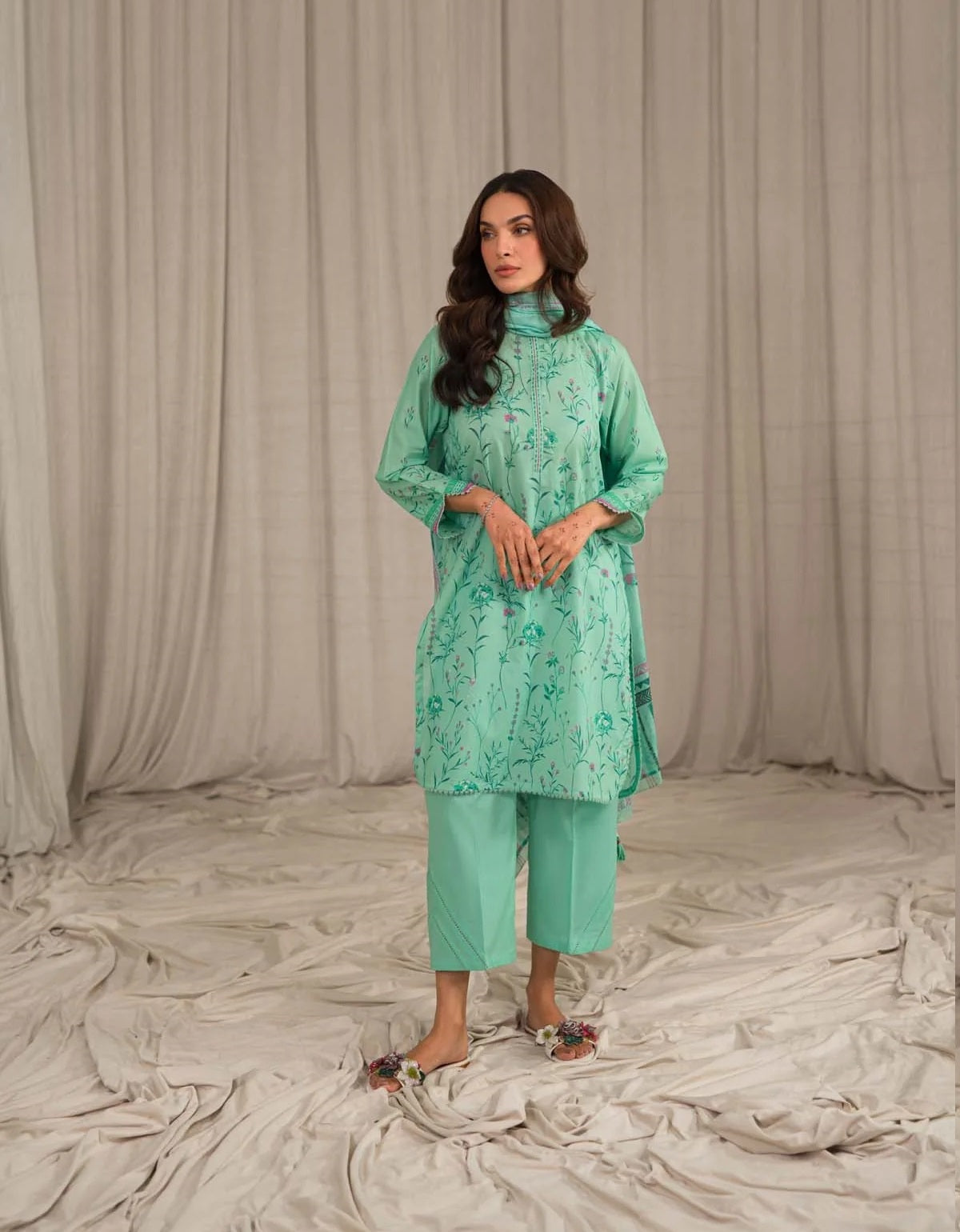 Sahar Printed Lawn Suits Unstitched 3 Piece SHR-S24-PL-V1-09 - Summer Collection
