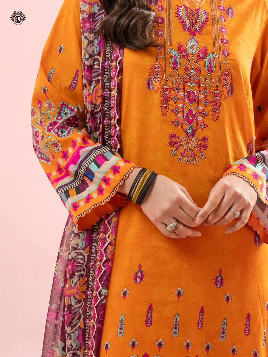 Rang Pasand by Gulljee Embroidered Lawn Unstitched 3 Piece Dress - GRP2406A9
