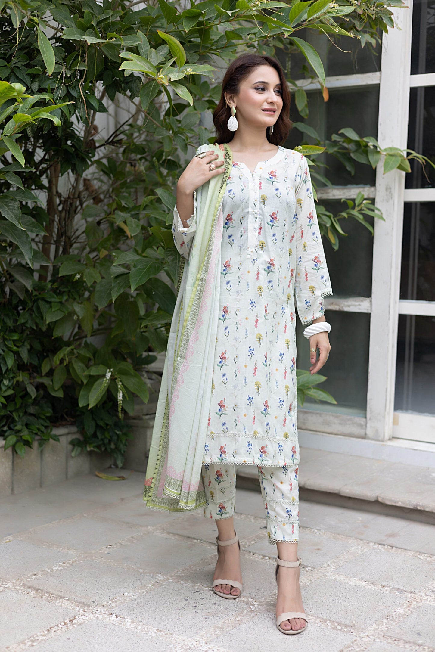 Identic Separate Mid Summer Printed Cotton 3 Piece Unstitched - ISMSC3 - 09
