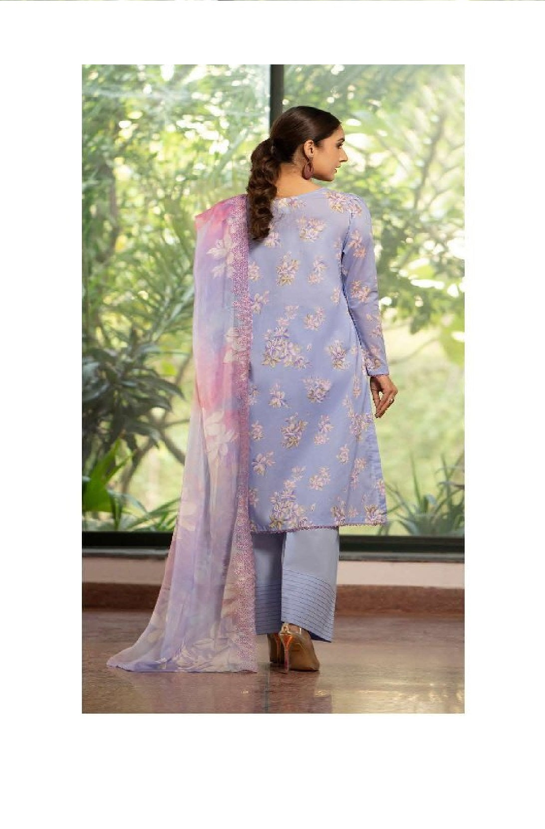 Mishaal by Gulljee Embroidered Lawn 3 piece Unstitched Dress - GJM11 - A09 - Summer Collection