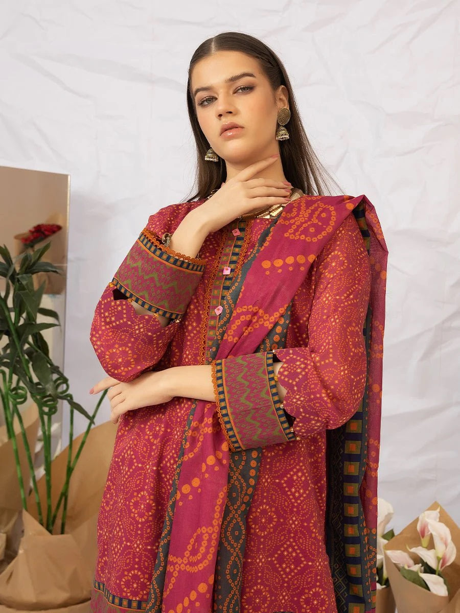 Aghaaz by Salitex Printed Lawn Dress 3 Piece Unstitched - UNS23AC009UT