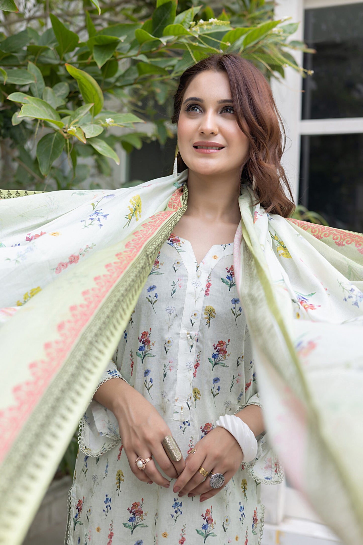 Identic Separate Mid Summer Printed Cotton 3 Piece Unstitched - ISMSC3 - 09