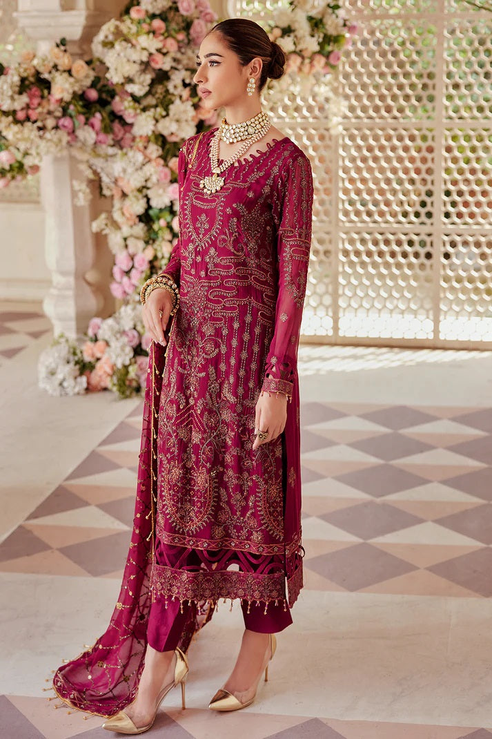 Emaan Adeel Embroidered Chiffon 3 piece Unstitched Dress - LX 09