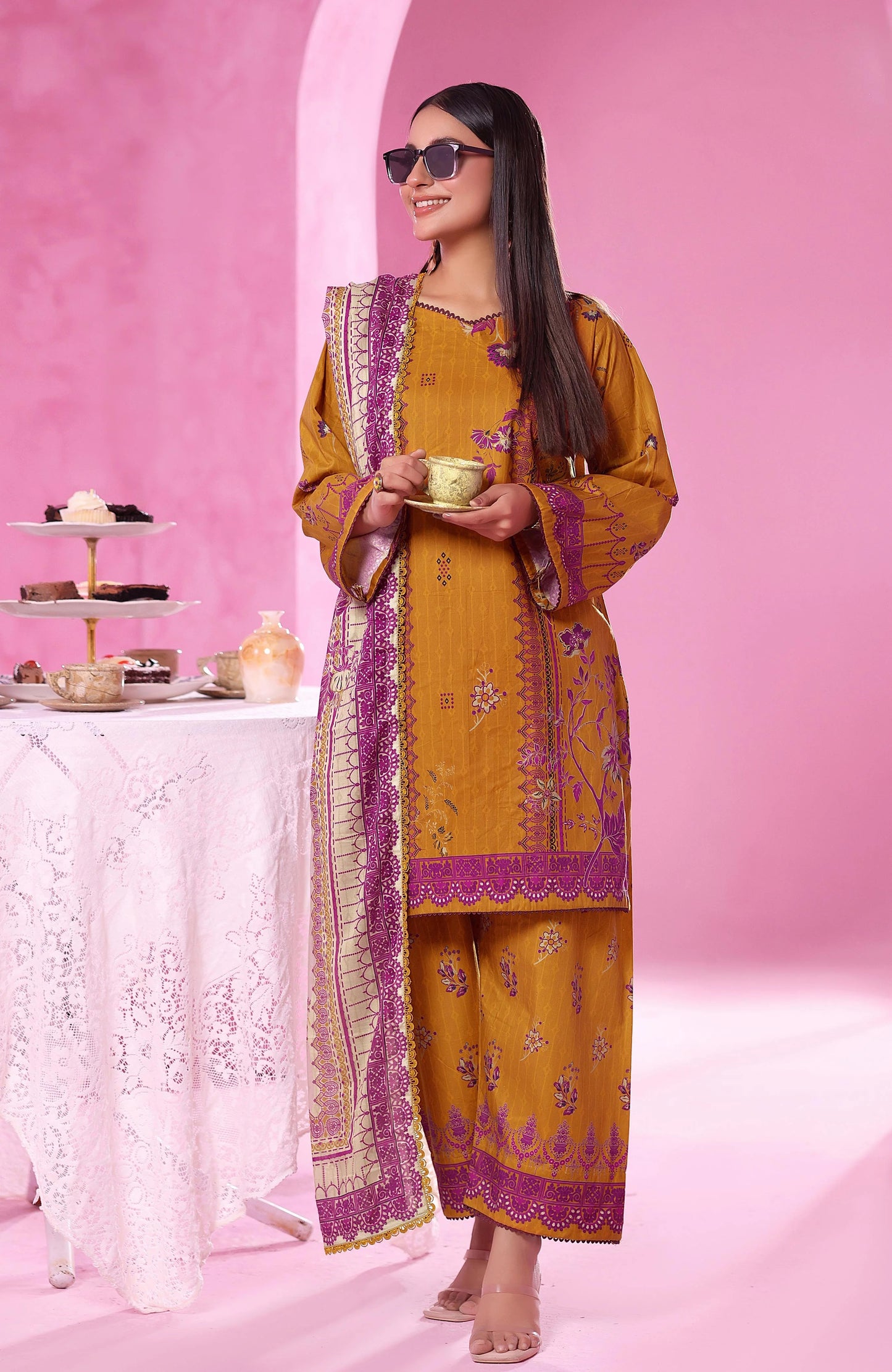 Coco Cords by Alzohaib Printed Cambric 3pc Dress Unstitched - CCC2-2509