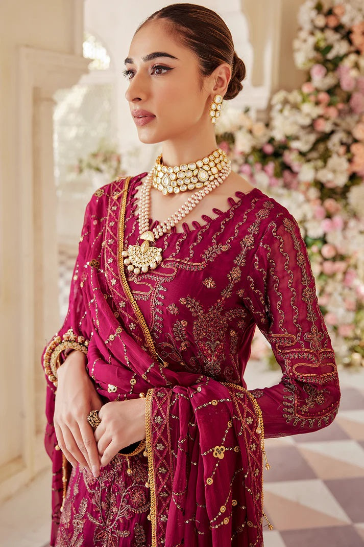 Emaan Adeel Embroidered Chiffon 3 piece Unstitched Dress - LX 09