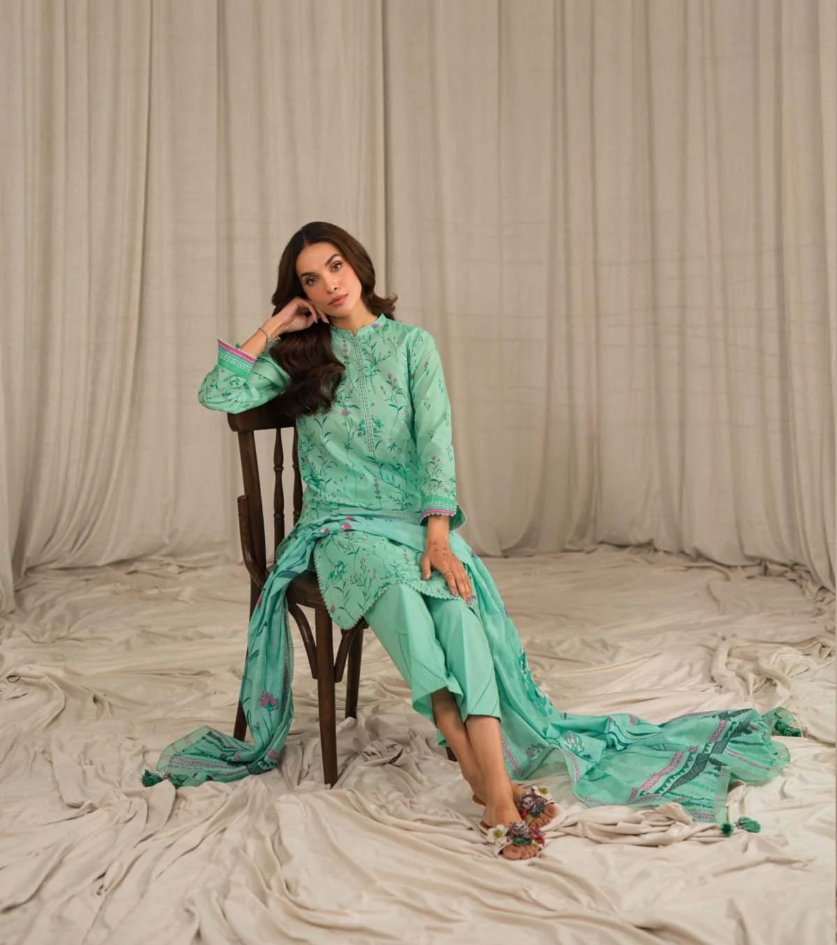 Sahar Printed Lawn Suits Unstitched 3 Piece SHR-S24-PL-V1-09 - Summer Collection