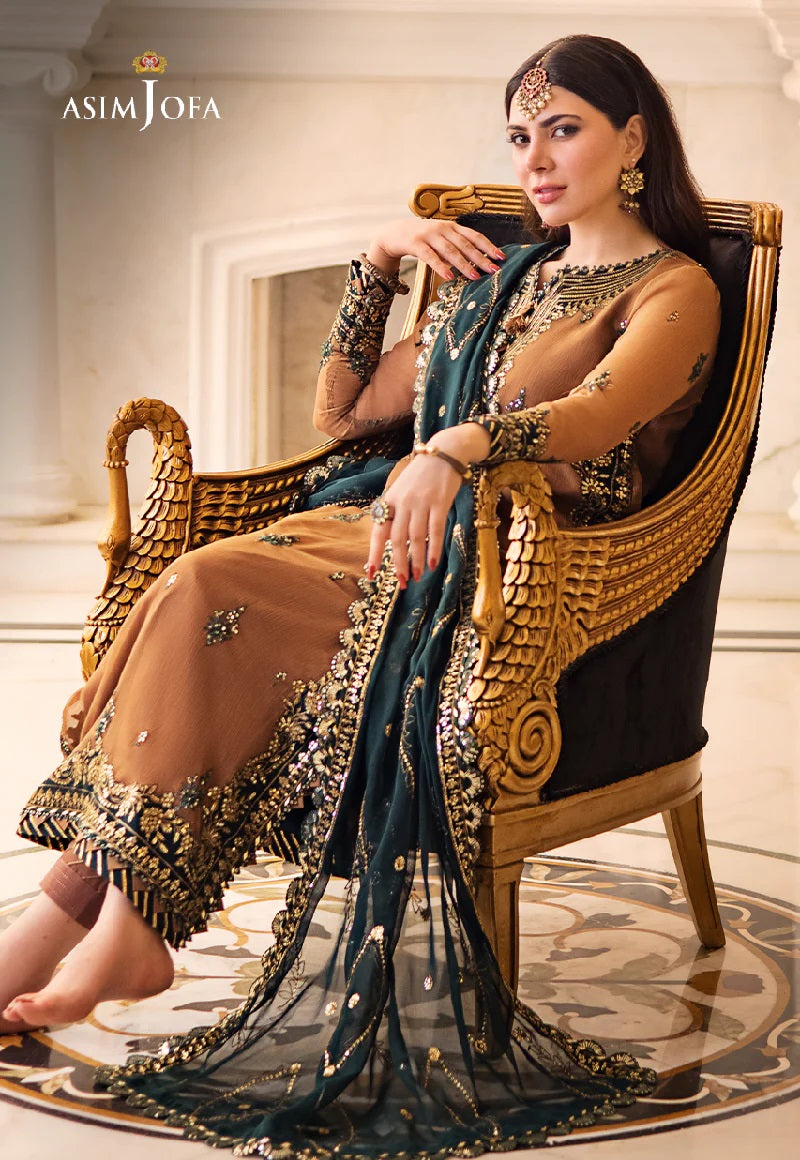 Asim Jofa Zari Sitara Embroidered Chiffon Unstitched 3 Piece Dress - AJZS 09