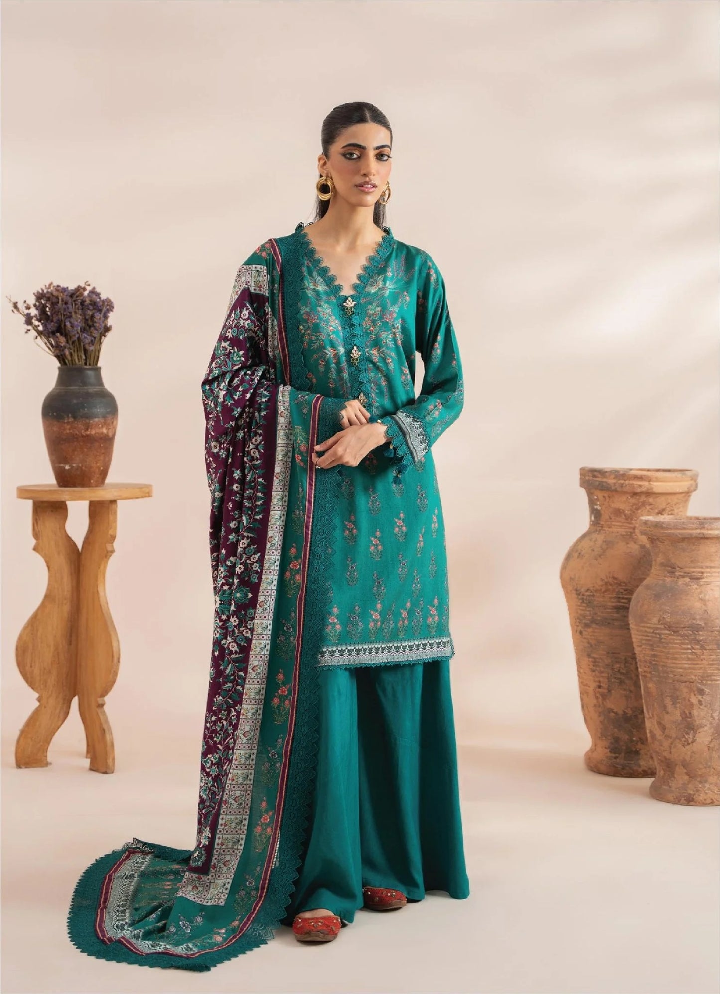 Mausummery Printed Linen 3 Piece Unstitched Dress - MPL-Alexandrite