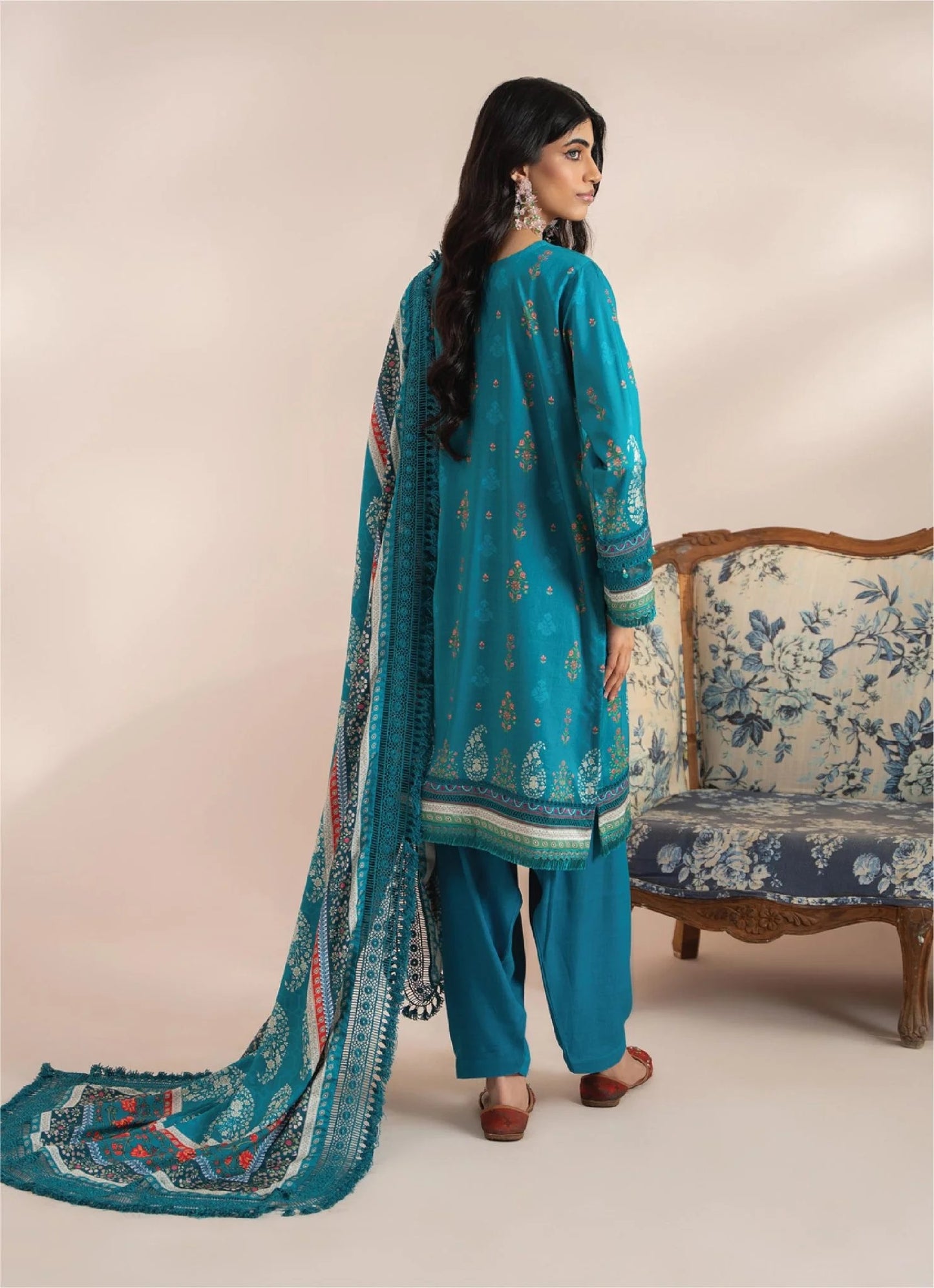 Mausummery Printed Linen 3 Piece Unstitched Dress - MPL-Amazonite