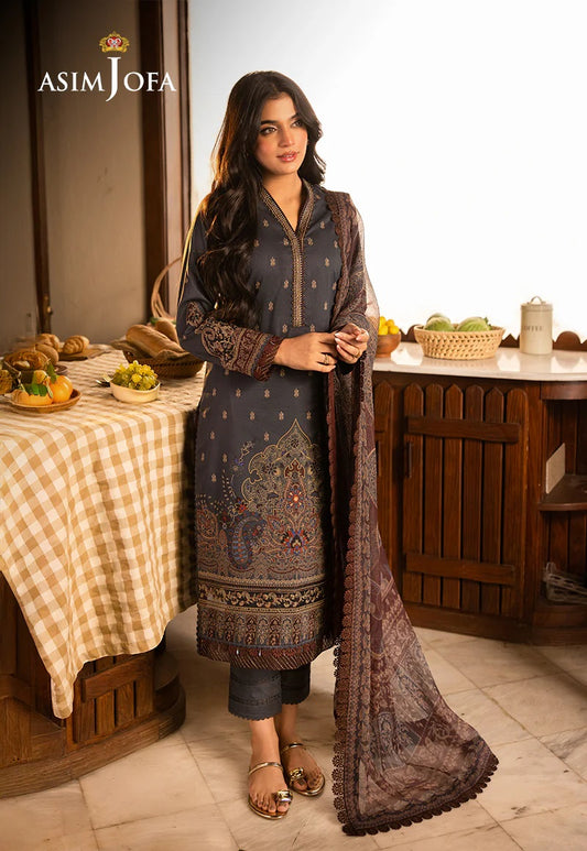 Asim Jofa Essential Embroidered Lawn 3 Piece Unstitched Dress - AJUBJ-04 Summer Collection
