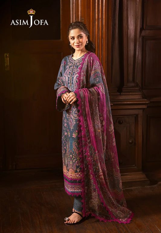 Asim Jofa Essential Embroidered Lawn 3 Piece Unstitched Dress - AJUBJ-05 Summer Collection