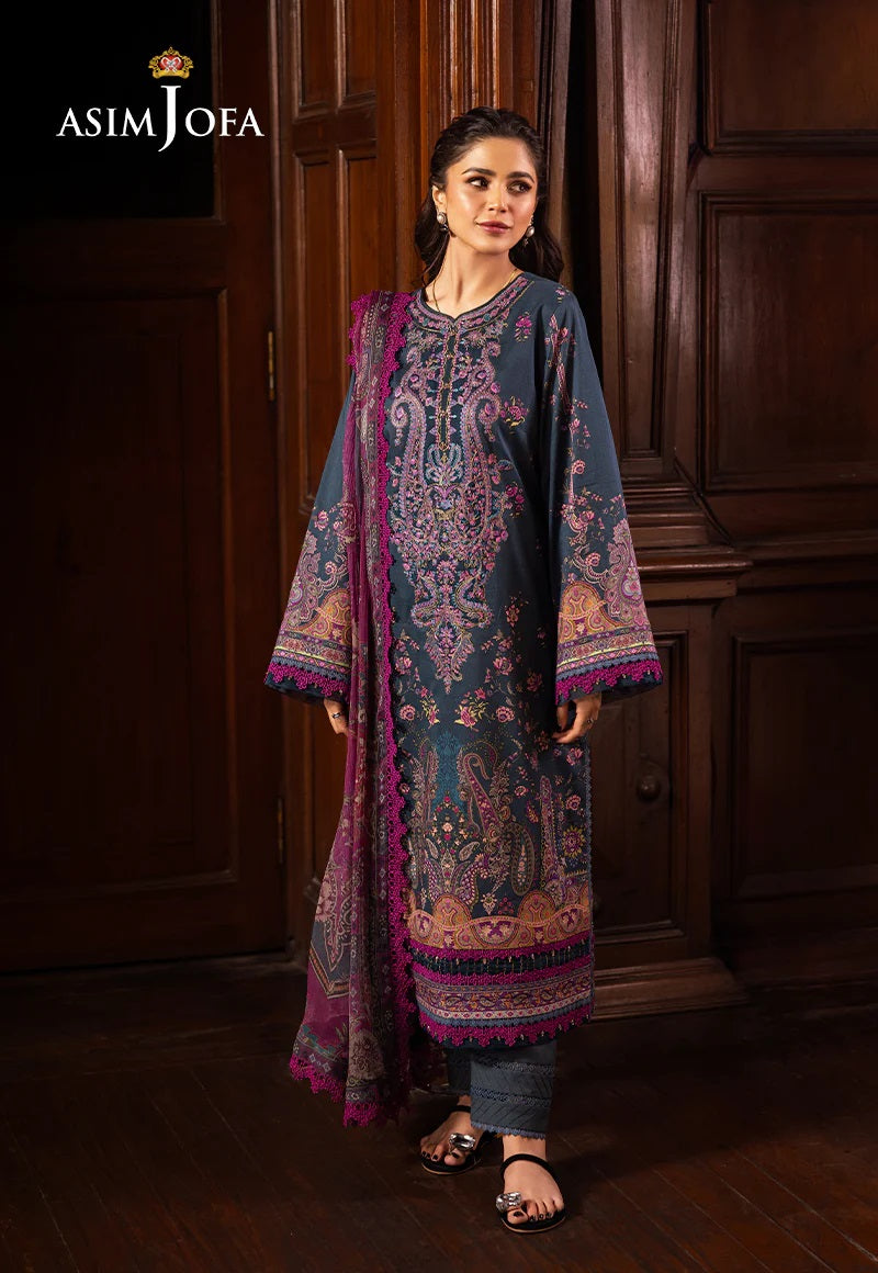 Asim Jofa Essential Embroidered Lawn 3 Piece Unstitched Dress - AJUBJ-05 Summer Collection