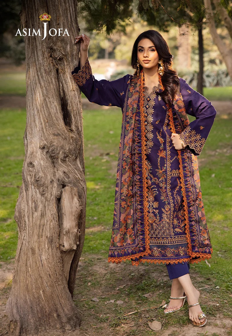 Asim Jofa Essential Embroidered Lawn 3 Piece Unstitched Dress - AJUBJ-15 Summer Collection
