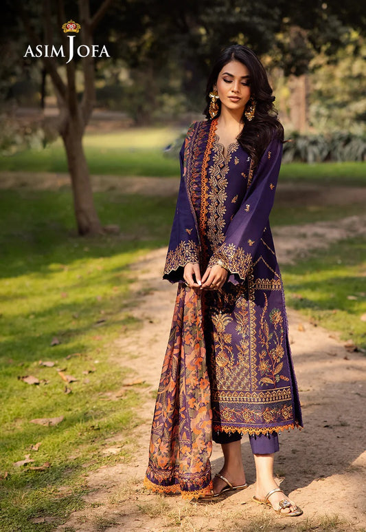 Asim Jofa Essential Embroidered Lawn 3 Piece Unstitched Dress - AJUBJ-15 Summer Collection