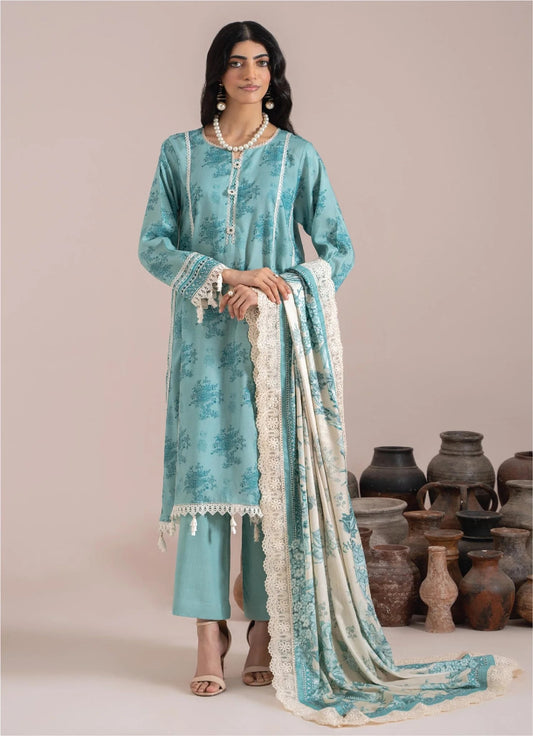 Mausummery Printed Linen 3 Piece Unstitched Dress - MPL-Beryl