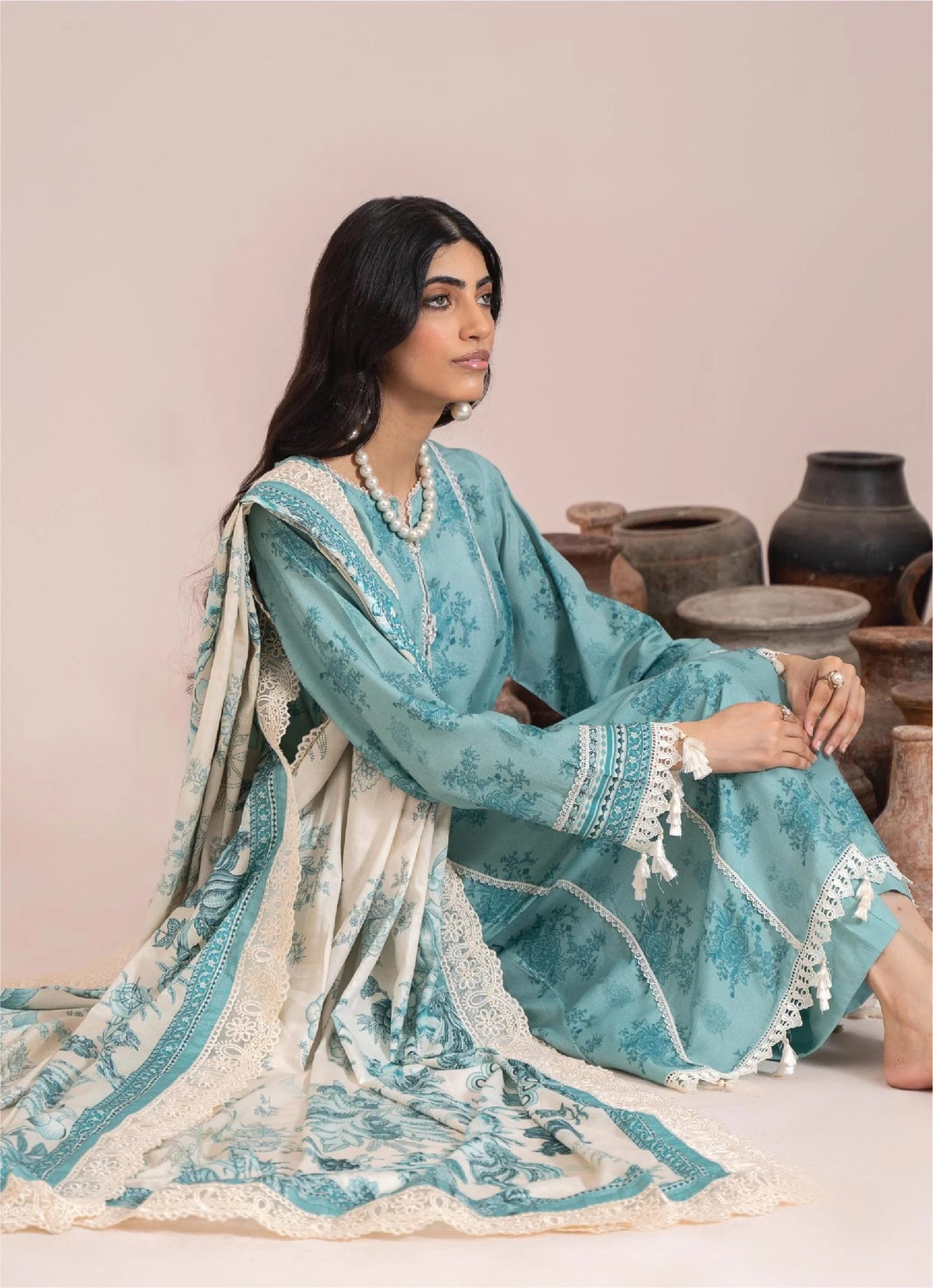 Mausummery Printed Linen 3 Piece Unstitched Dress - MPL-Beryl