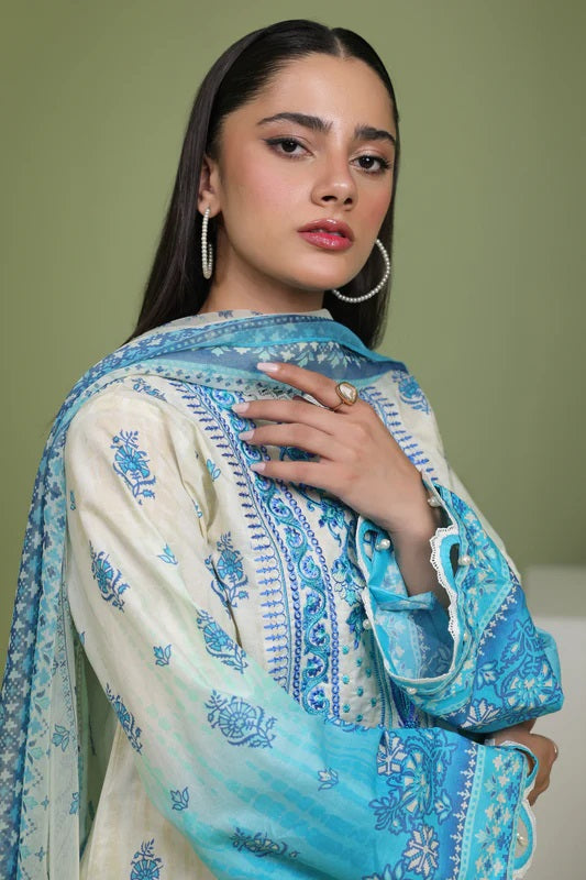 Zellbury 2pc Embroidered Lawn Shirt Dupatta - WUS24E21694 Unstitched