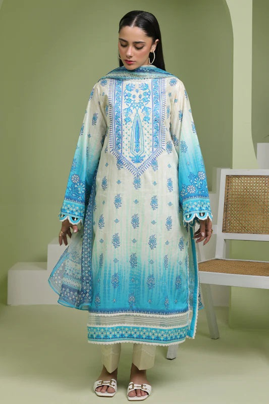 Zellbury 2pc Embroidered Lawn Shirt Dupatta - WUS24E21694 Unstitched