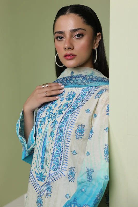 Zellbury 2pc Embroidered Lawn Shirt Dupatta - WUS24E21694 Unstitched