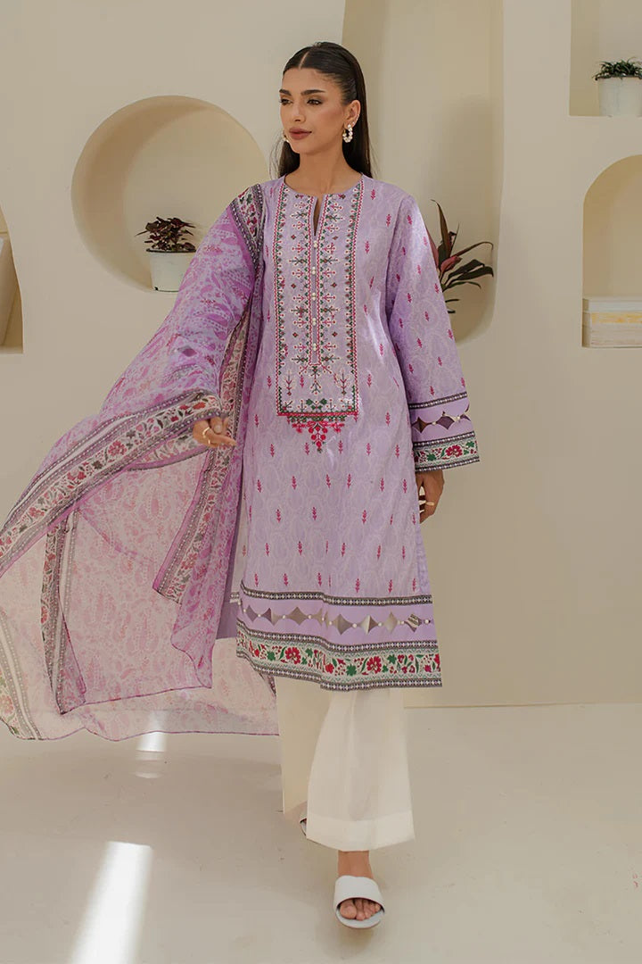 Zellbury 2pc Embroidered Lawn Shirt Dupatta - WUS24E21659 Unstitched