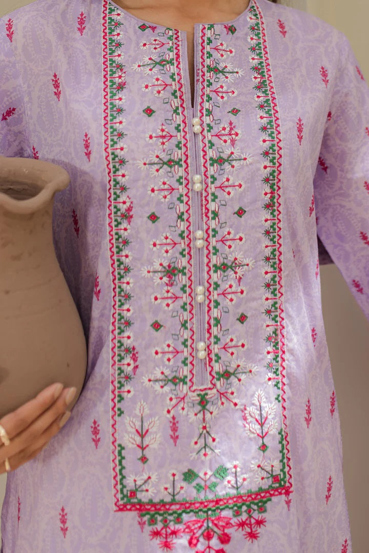 Zellbury 2pc Embroidered Lawn Shirt Dupatta - WUS24E21659 Unstitched