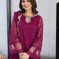 Ensembles Chiffon by Azure Embroidered Chiffon 4 Piece Unstitched Dress - ES025 Orchid Flame