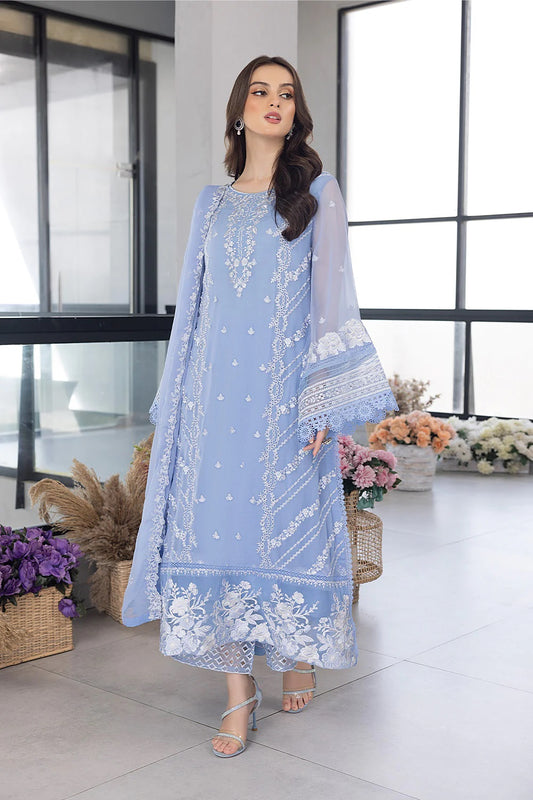 Ensembles Chiffon by Azure Embroidered Chiffon 4 Piece Unstitched Dress - ES026 Fairy Glow