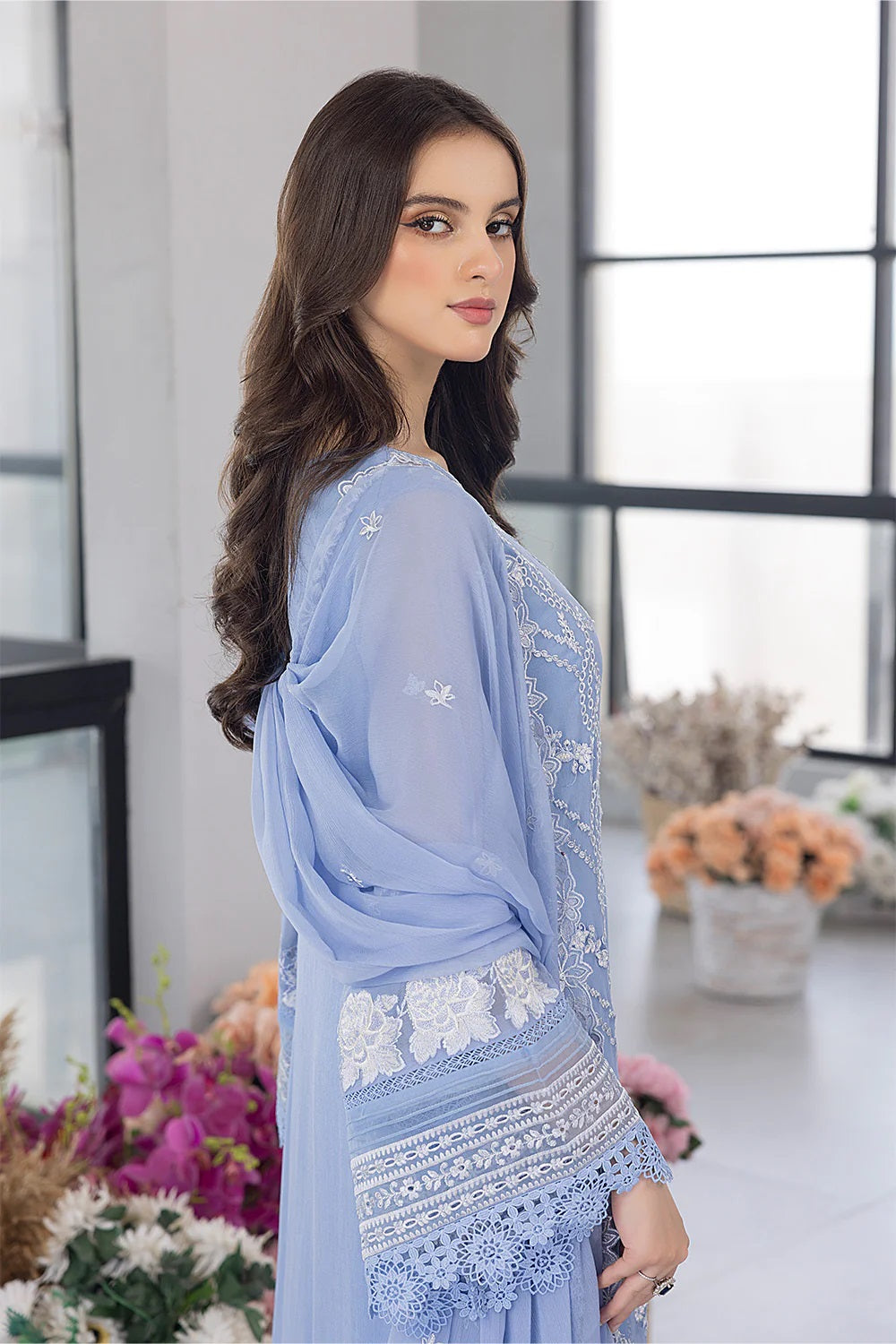 Ensembles Chiffon by Azure Embroidered Chiffon 4 Piece Unstitched Dress - ES026 Fairy Glow